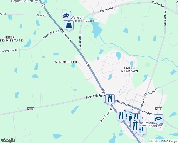 map of restaurants, bars, coffee shops, grocery stores, and more near 1917 Zebulon Road in Zebulon