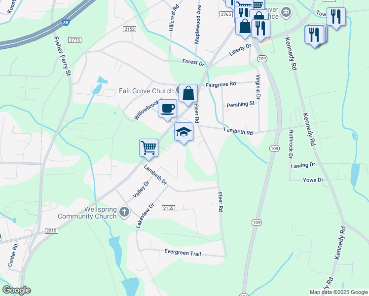 map of restaurants, bars, coffee shops, grocery stores, and more near 217 Cedar Lodge Road in Thomasville