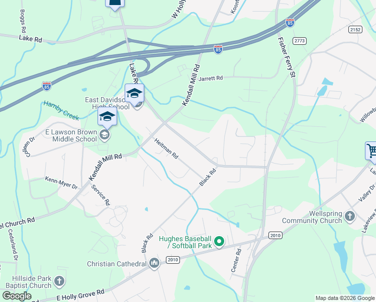 map of restaurants, bars, coffee shops, grocery stores, and more near 1752 Lake Road in Thomasville