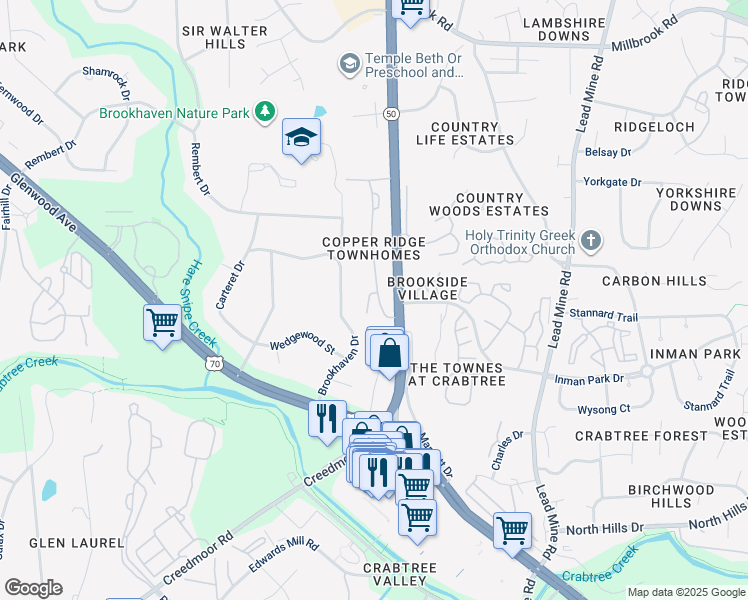 map of restaurants, bars, coffee shops, grocery stores, and more near 4611 Zaldivar Way in Raleigh