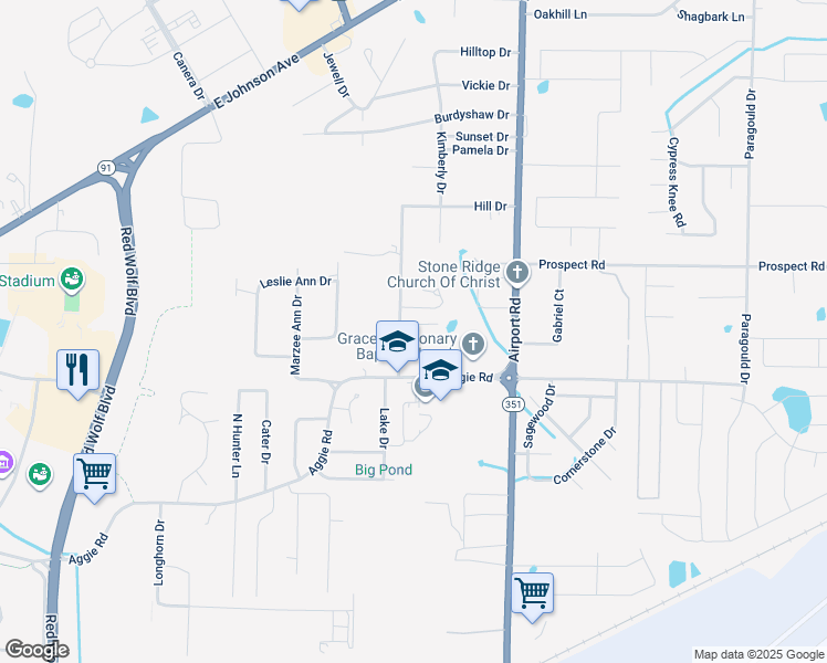 map of restaurants, bars, coffee shops, grocery stores, and more near 300 Bowling Lane in Jonesboro