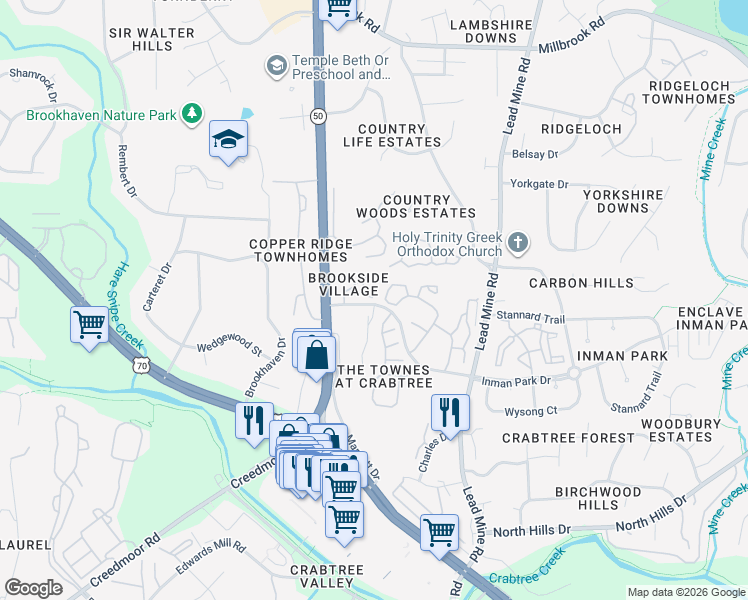 map of restaurants, bars, coffee shops, grocery stores, and more near 4935 Summit Arbor Drive in Raleigh