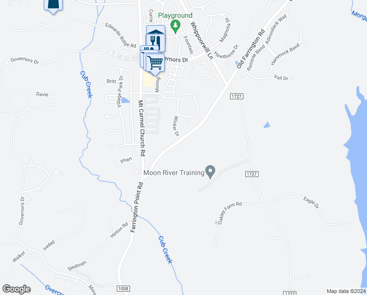 map of restaurants, bars, coffee shops, grocery stores, and more near 256 Old Farrington Road in Chapel Hill