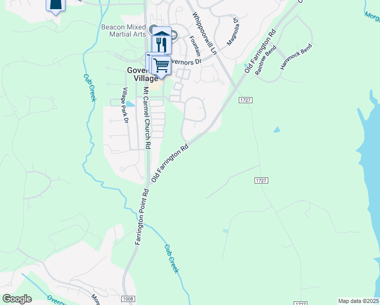 map of restaurants, bars, coffee shops, grocery stores, and more near 256 Old Farrington Road in Chapel Hill