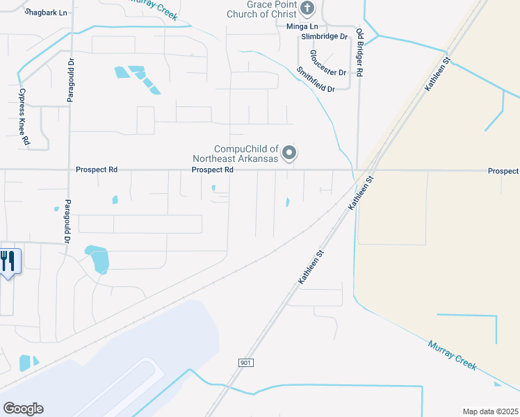 map of restaurants, bars, coffee shops, grocery stores, and more near 500 Joy Lane in Jonesboro
