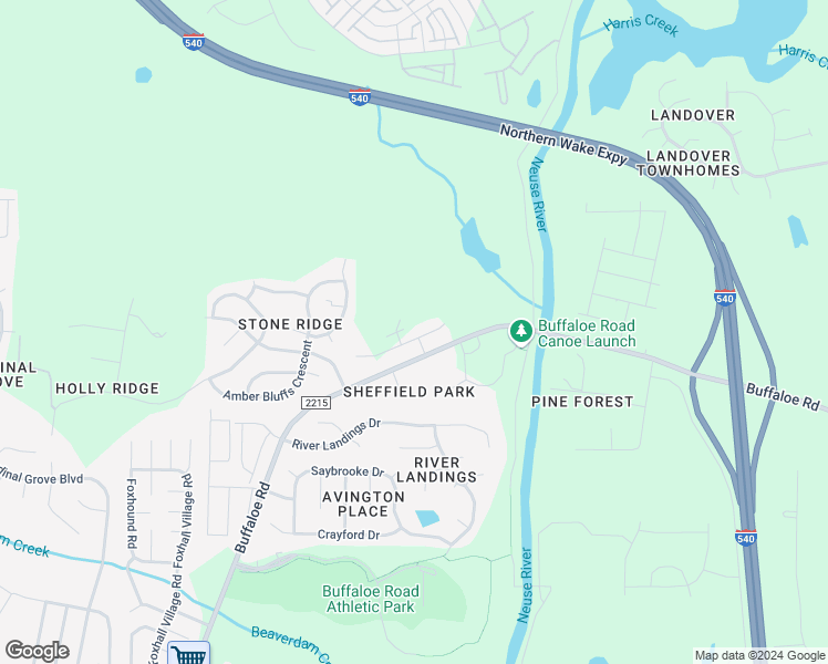 map of restaurants, bars, coffee shops, grocery stores, and more near 6501 Buffaloe Road in Raleigh