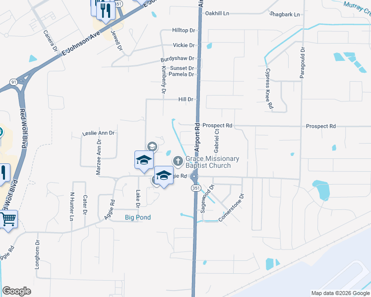 map of restaurants, bars, coffee shops, grocery stores, and more near 3709 Marchbanks Circle in Jonesboro