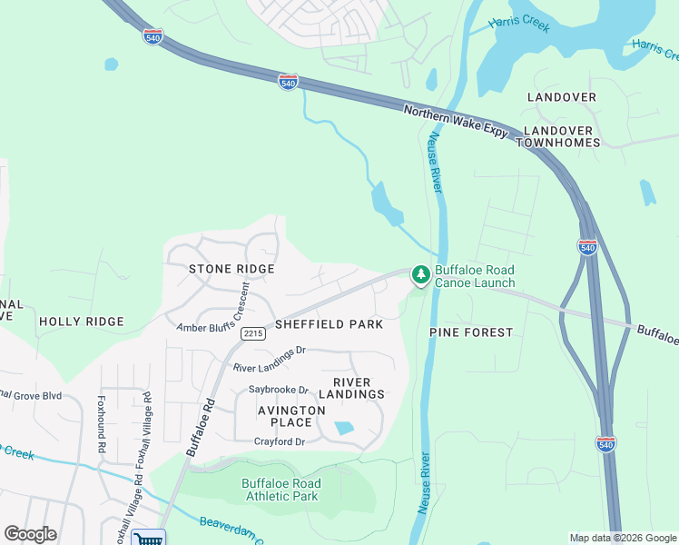 map of restaurants, bars, coffee shops, grocery stores, and more near 6501-6599 Buffaloe Road in Raleigh