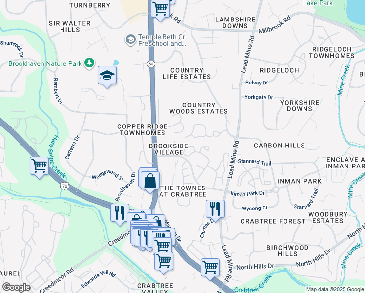 map of restaurants, bars, coffee shops, grocery stores, and more near 4935 Summit Arbor Drive in Raleigh