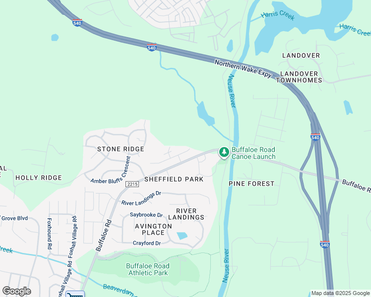 map of restaurants, bars, coffee shops, grocery stores, and more near 6501-6599 Buffaloe Road in Raleigh