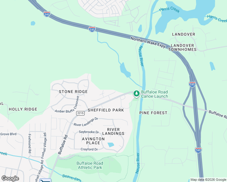 map of restaurants, bars, coffee shops, grocery stores, and more near 6501-6599 Buffaloe Road in Raleigh