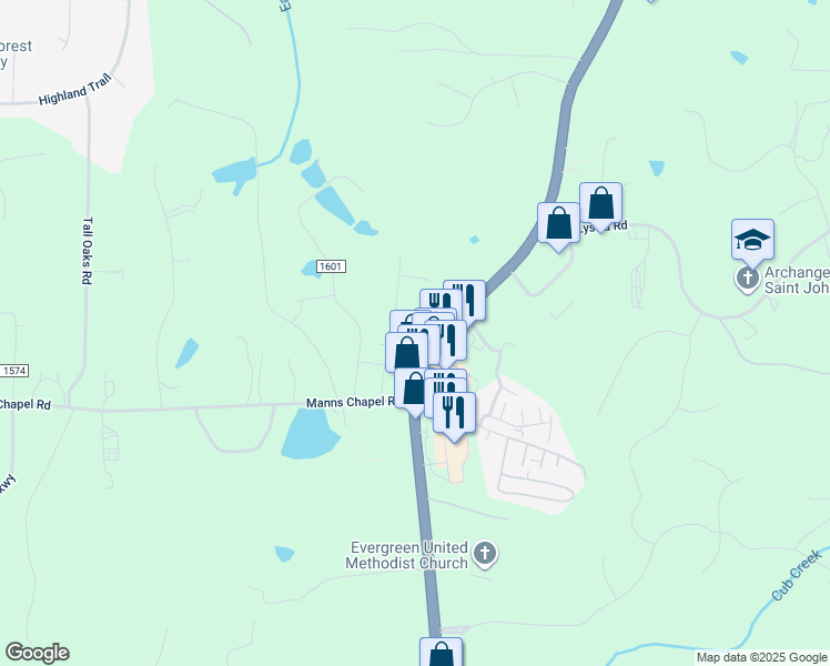 map of restaurants, bars, coffee shops, grocery stores, and more near 152 Park And Stay Trailer Park in Chapel Hill