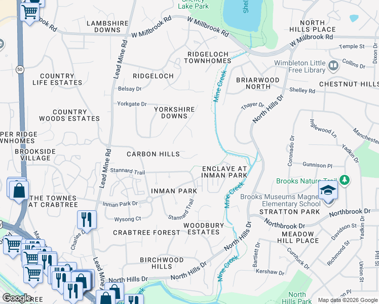 map of restaurants, bars, coffee shops, grocery stores, and more near 1805 French Drive in Raleigh