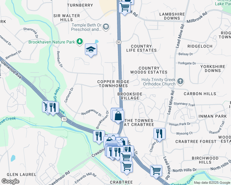 map of restaurants, bars, coffee shops, grocery stores, and more near 5024 Isabella Cannon Drive in Raleigh