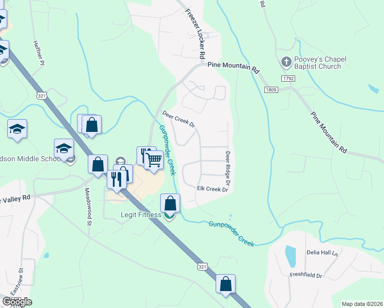 map of restaurants, bars, coffee shops, grocery stores, and more near 104 Doe Path Cir in Hudson