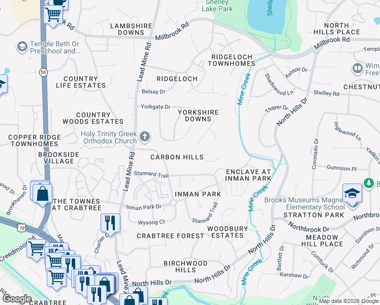 map of restaurants, bars, coffee shops, grocery stores, and more near 1826 French Drive in Raleigh