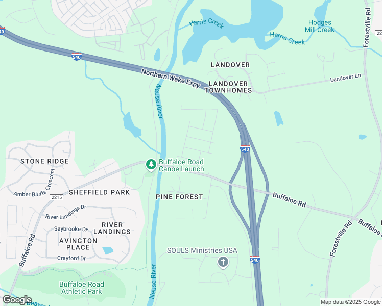 map of restaurants, bars, coffee shops, grocery stores, and more near 5100-5198 South Pine Court in Raleigh