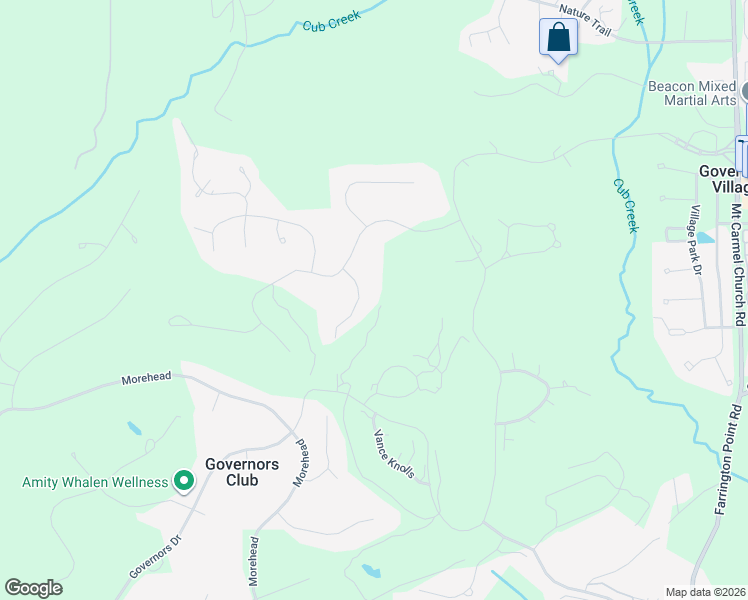 map of restaurants, bars, coffee shops, grocery stores, and more near 55223 Broughton in Chapel Hill