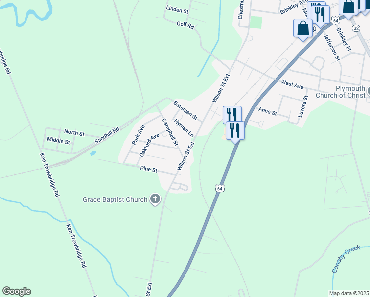 map of restaurants, bars, coffee shops, grocery stores, and more near in Plymouth
