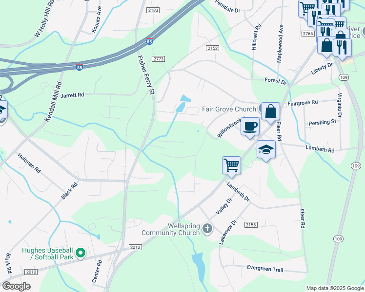 map of restaurants, bars, coffee shops, grocery stores, and more near 74 Harris Farm Court in Thomasville