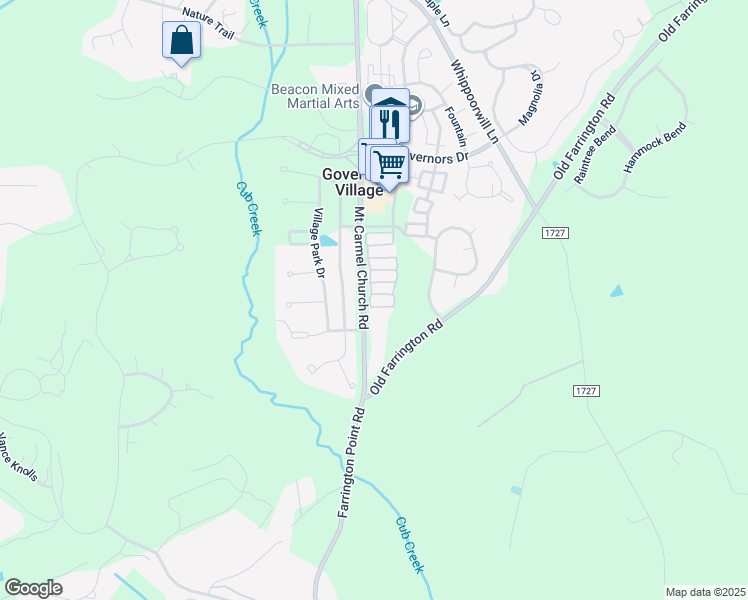 map of restaurants, bars, coffee shops, grocery stores, and more near 1052 Perdue Drive in Chapel Hill