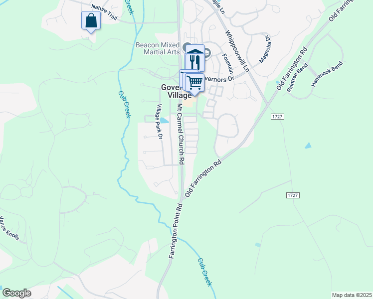 map of restaurants, bars, coffee shops, grocery stores, and more near 1052 Perdue Drive in Chapel Hill
