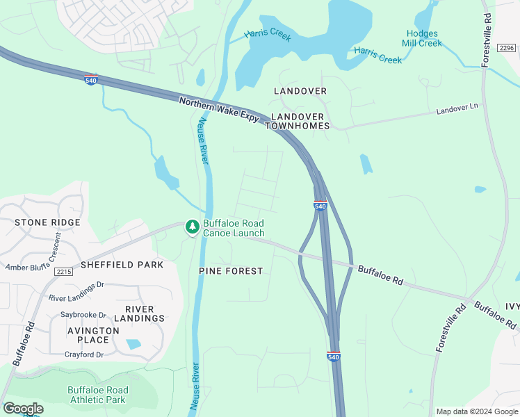 map of restaurants, bars, coffee shops, grocery stores, and more near Point Bar Place in Wake County