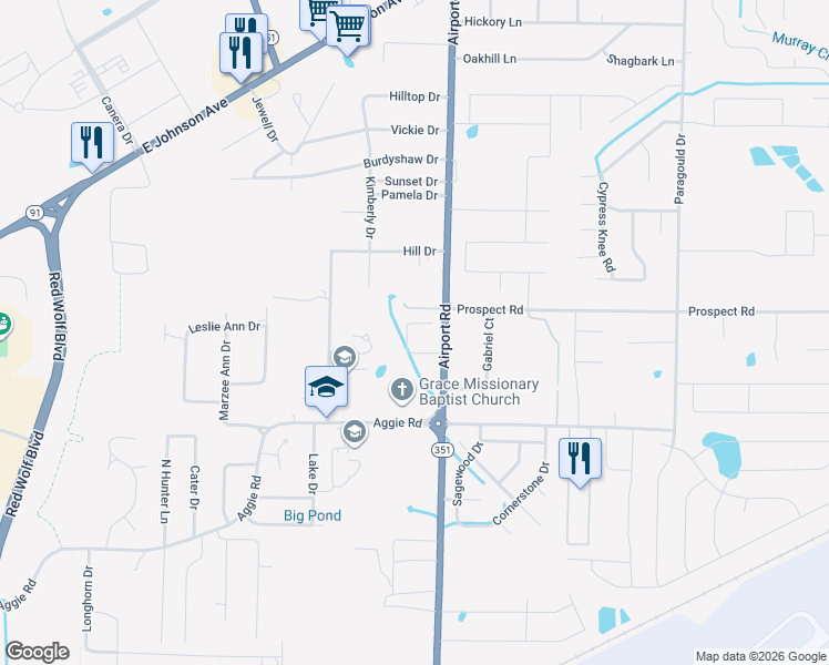 map of restaurants, bars, coffee shops, grocery stores, and more near 3709 Marchbanks Circle in Jonesboro