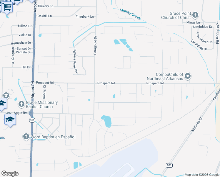 map of restaurants, bars, coffee shops, grocery stores, and more near 500 Brent Drive in Jonesboro
