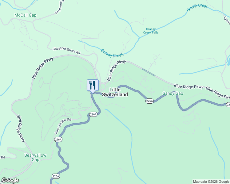 map of restaurants, bars, coffee shops, grocery stores, and more near in Little Switzerland