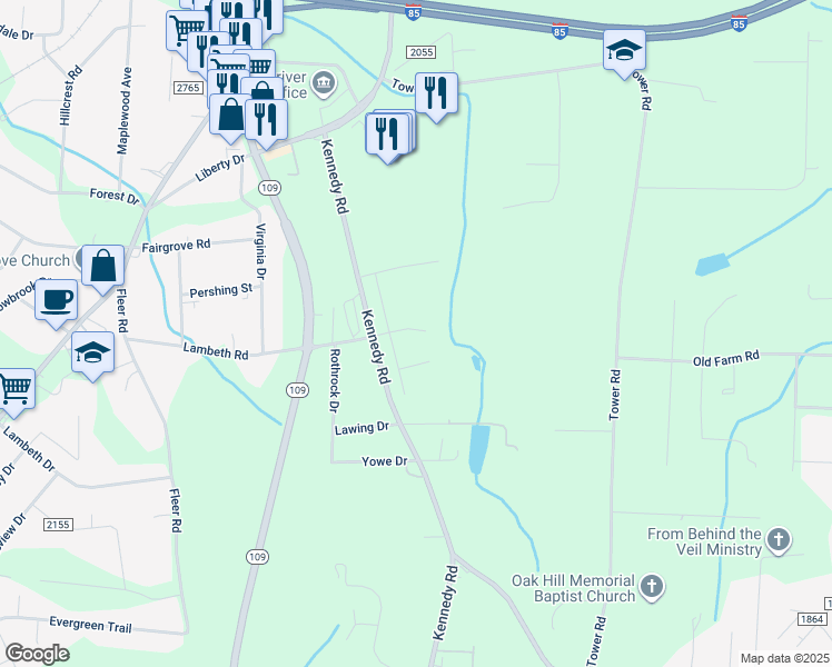 map of restaurants, bars, coffee shops, grocery stores, and more near 304 Aspen Place Court in Thomasville