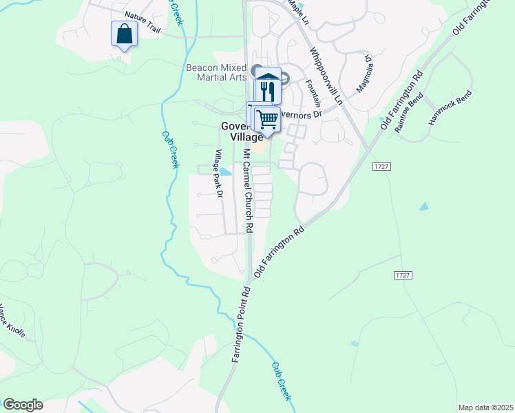 map of restaurants, bars, coffee shops, grocery stores, and more near 1061 Perdue Drive in Chapel Hill