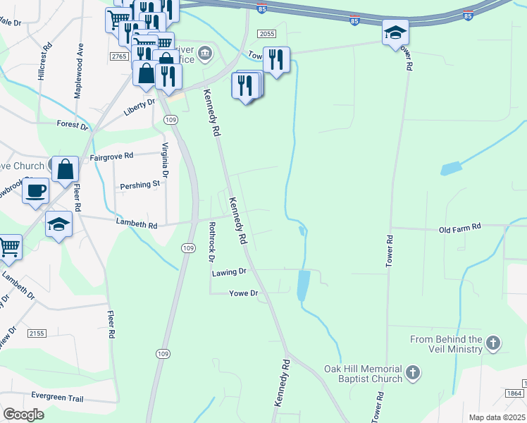 map of restaurants, bars, coffee shops, grocery stores, and more near 304 Aspen Place Court in Thomasville