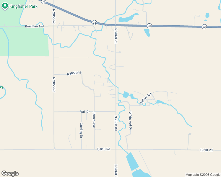 map of restaurants, bars, coffee shops, grocery stores, and more near 22504 North 2860 Road in Kingfisher