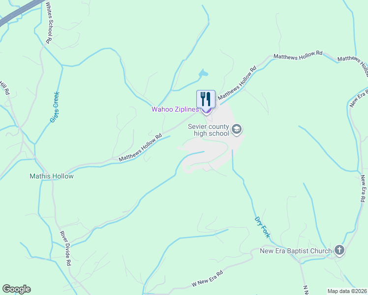 map of restaurants, bars, coffee shops, grocery stores, and more near 3-9 Towering Oaks Drive in Sevierville