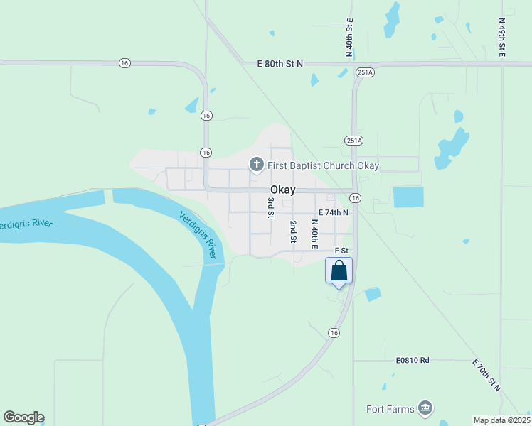 map of restaurants, bars, coffee shops, grocery stores, and more near in Okay