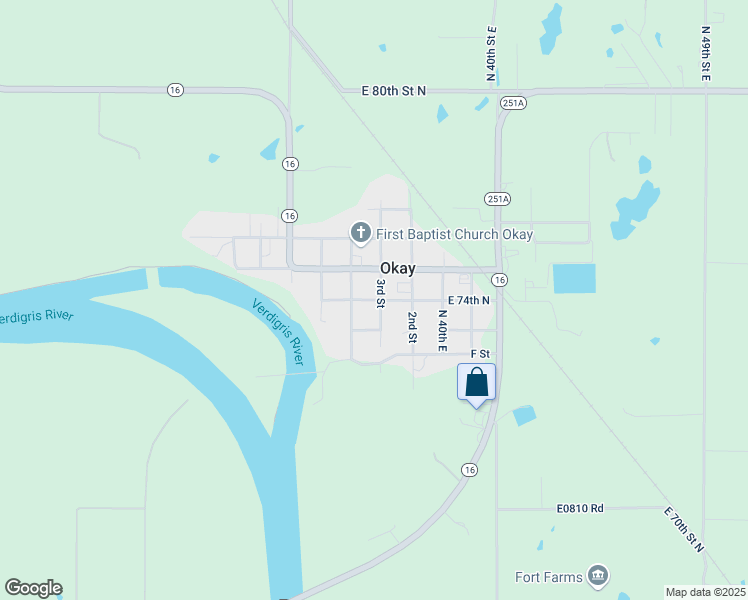 map of restaurants, bars, coffee shops, grocery stores, and more near in Okay