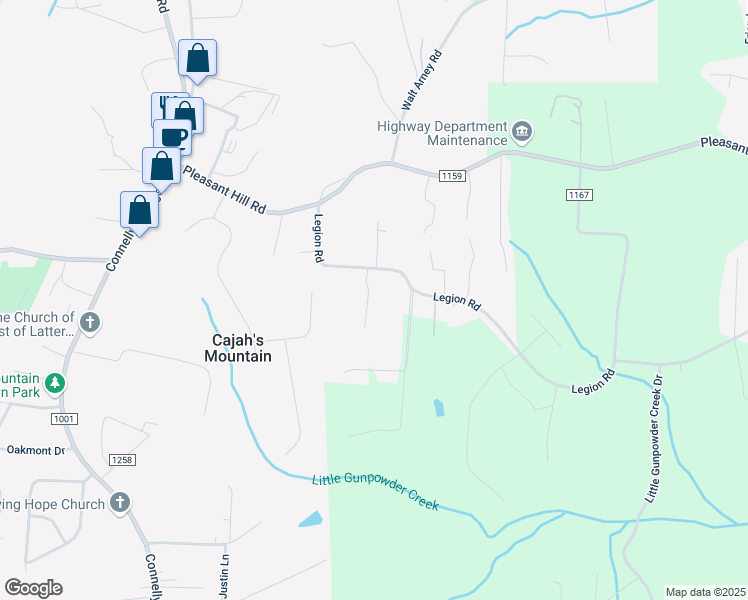 map of restaurants, bars, coffee shops, grocery stores, and more near 3351 Normandy Park Road in Lenoir