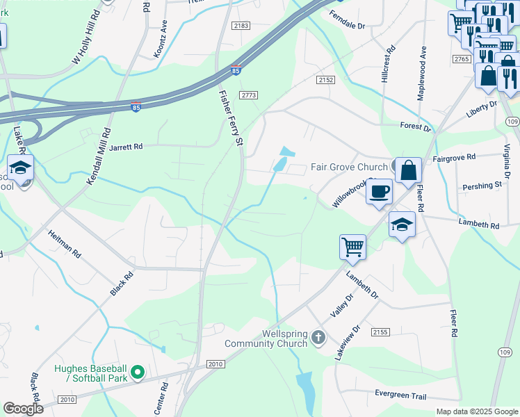 map of restaurants, bars, coffee shops, grocery stores, and more near 37 Harris Farm Court in Thomasville