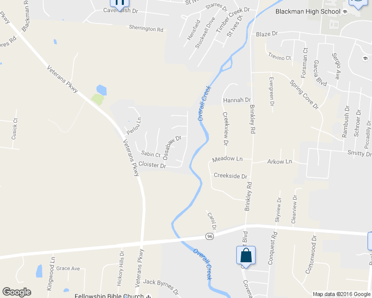 map of restaurants, bars, coffee shops, grocery stores, and more near 5135 Cloister Dr in Murfreesboro