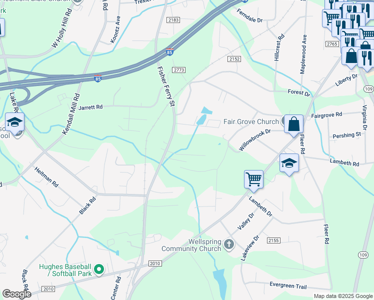 map of restaurants, bars, coffee shops, grocery stores, and more near 37 Harris Farm Court in Thomasville