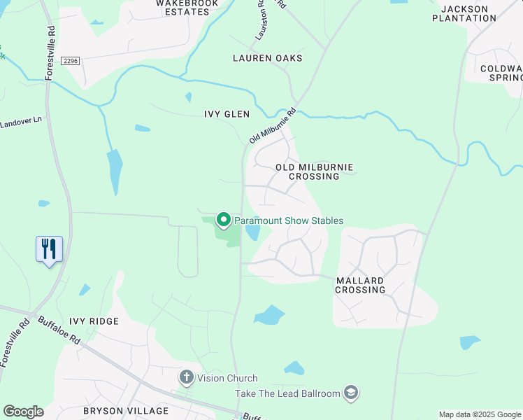 map of restaurants, bars, coffee shops, grocery stores, and more near 4112 Vailwood Court in Raleigh