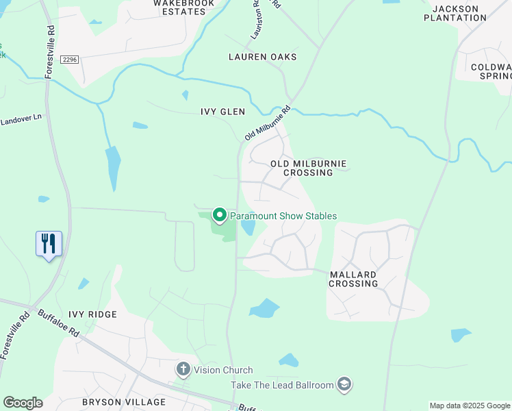 map of restaurants, bars, coffee shops, grocery stores, and more near 4112 Vailwood Court in Raleigh