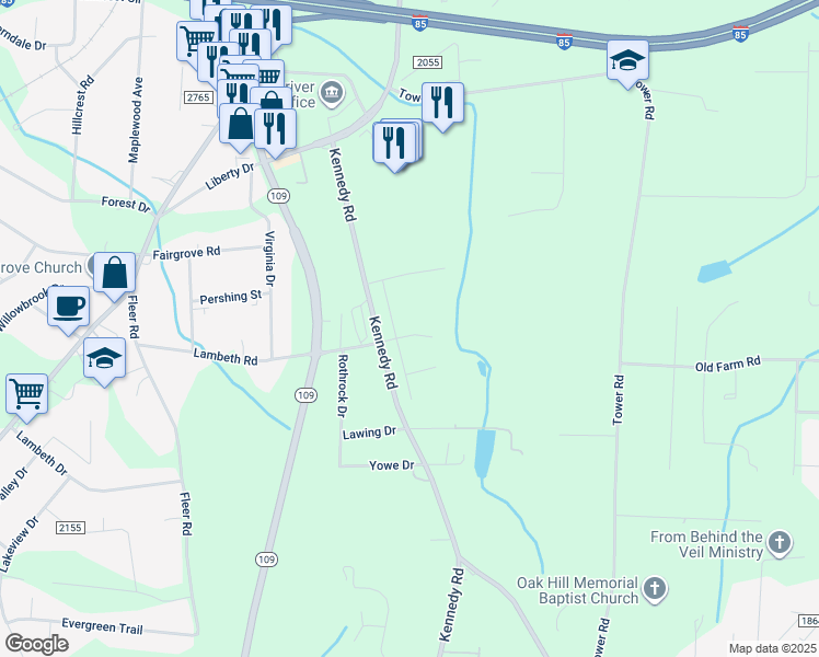 map of restaurants, bars, coffee shops, grocery stores, and more near 301 Aspen Place Court in Thomasville
