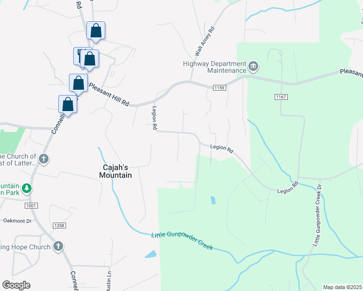 map of restaurants, bars, coffee shops, grocery stores, and more near 3351 Normandy Park Road in Lenoir