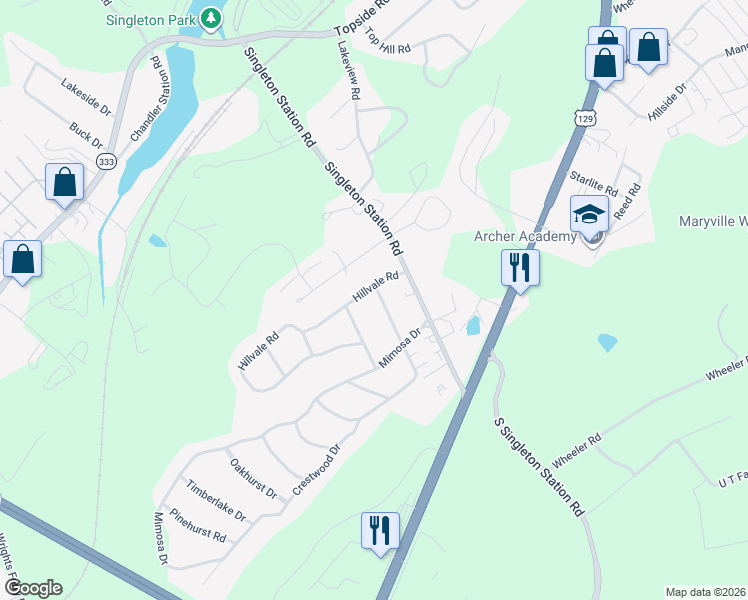 map of restaurants, bars, coffee shops, grocery stores, and more near 4527 Terrace View Road in Louisville