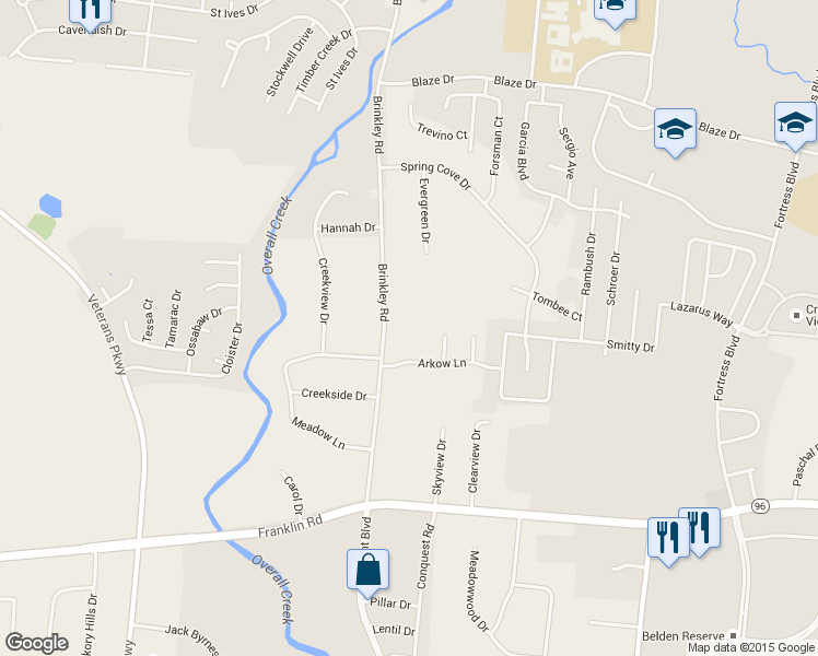 map of restaurants, bars, coffee shops, grocery stores, and more near 410 Brinkley Road in Murfreesboro