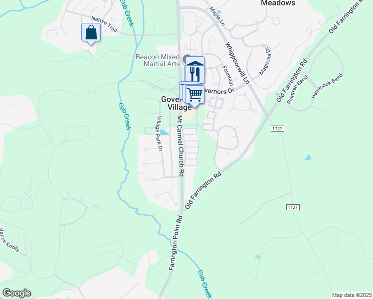 map of restaurants, bars, coffee shops, grocery stores, and more near 1026 Philpott Drive in Chapel Hill