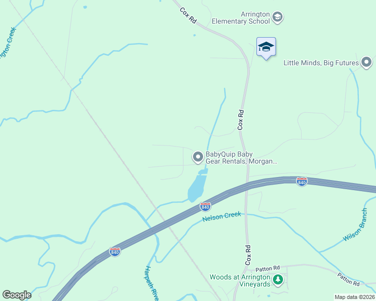 map of restaurants, bars, coffee shops, grocery stores, and more near 1040 Pine Creek Drive in Arrington