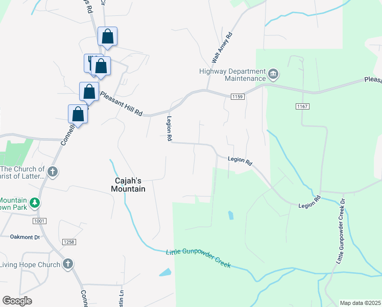 map of restaurants, bars, coffee shops, grocery stores, and more near 3351 Normandy Park Road in Lenoir
